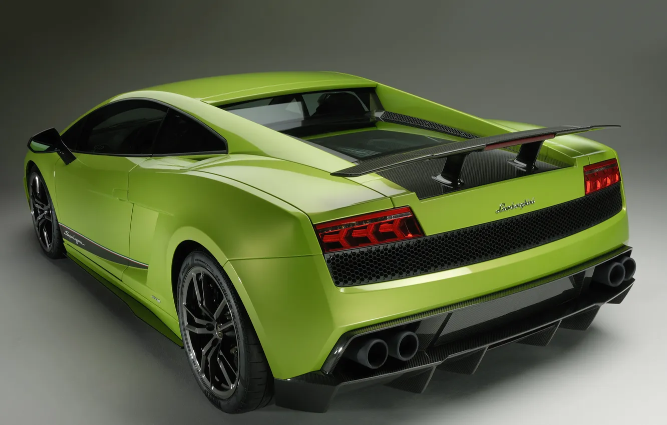 Фото обои зеленый, Lamborghini, Superleggera, Gallardo, автомобиль, задок, ламборгини, LP570-4