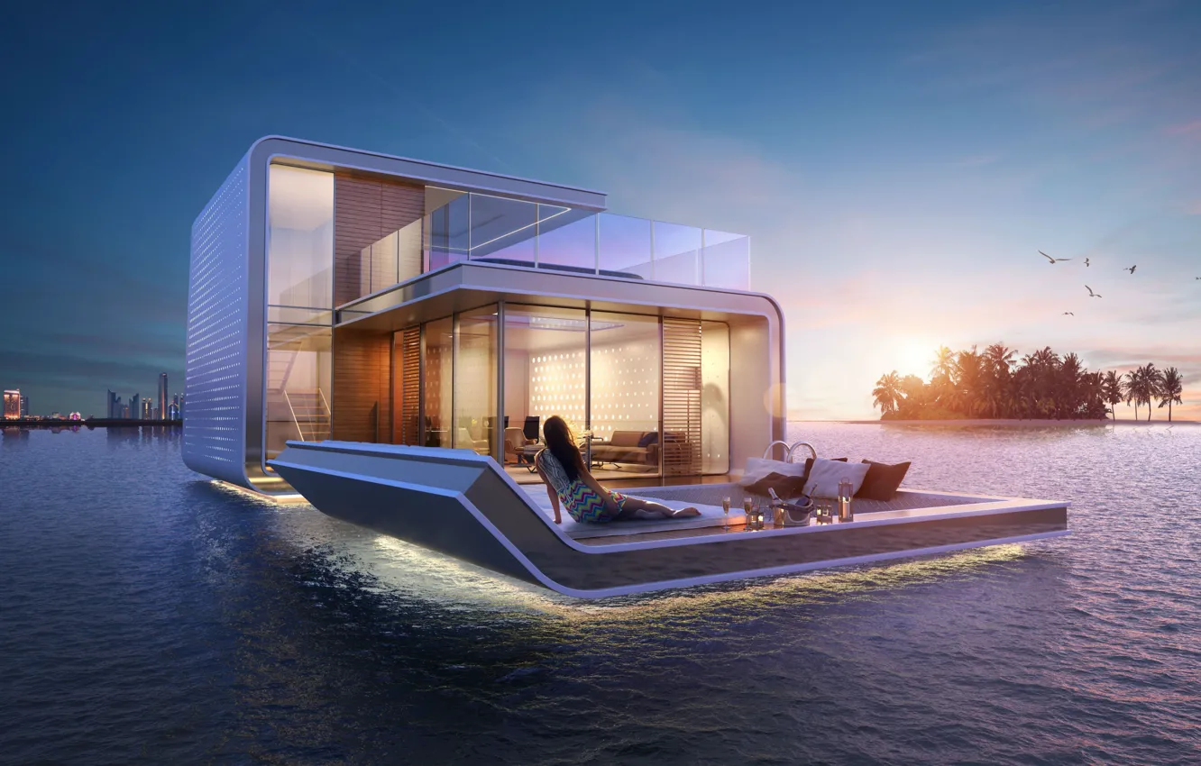 Фото обои город, остров, морская вилла, Room Design, Architecture Design, Floating House, Houseboat Ideas, Dream Home