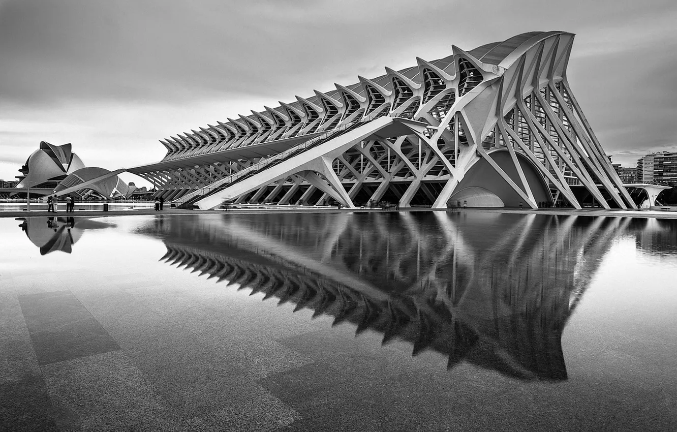 Фото обои здание, черно-белое, архитектура, Испания, Валенсия