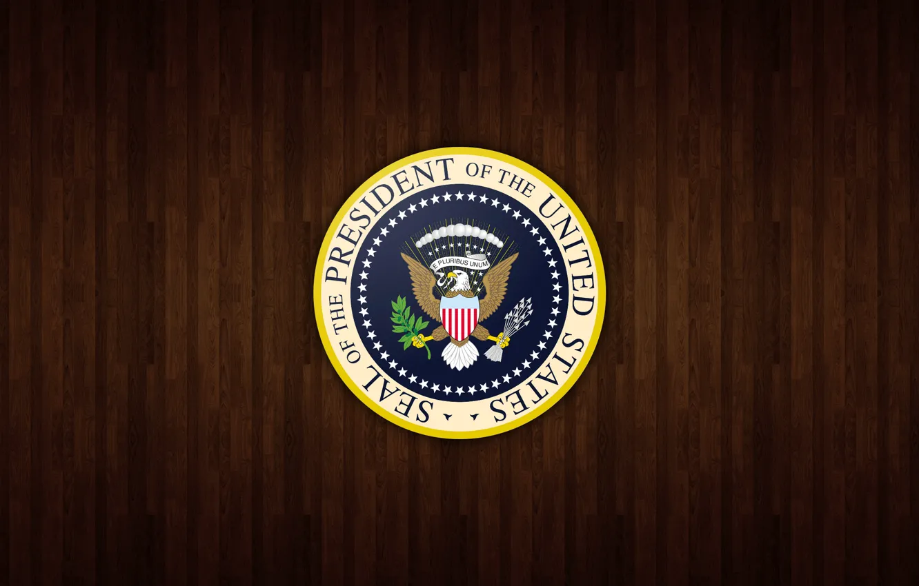 Фото обои logo, wood, shield united states president