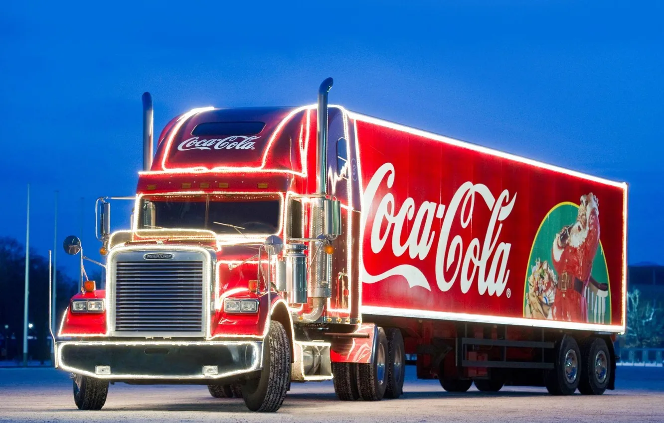 Фото обои рождество, реклама, грузовик, Coca-Cola, кола, Christmas truck, Кока кола, новогодний грузовик