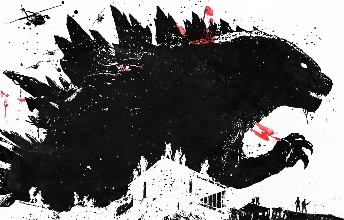 Фото обои soldier, art, Godzilla