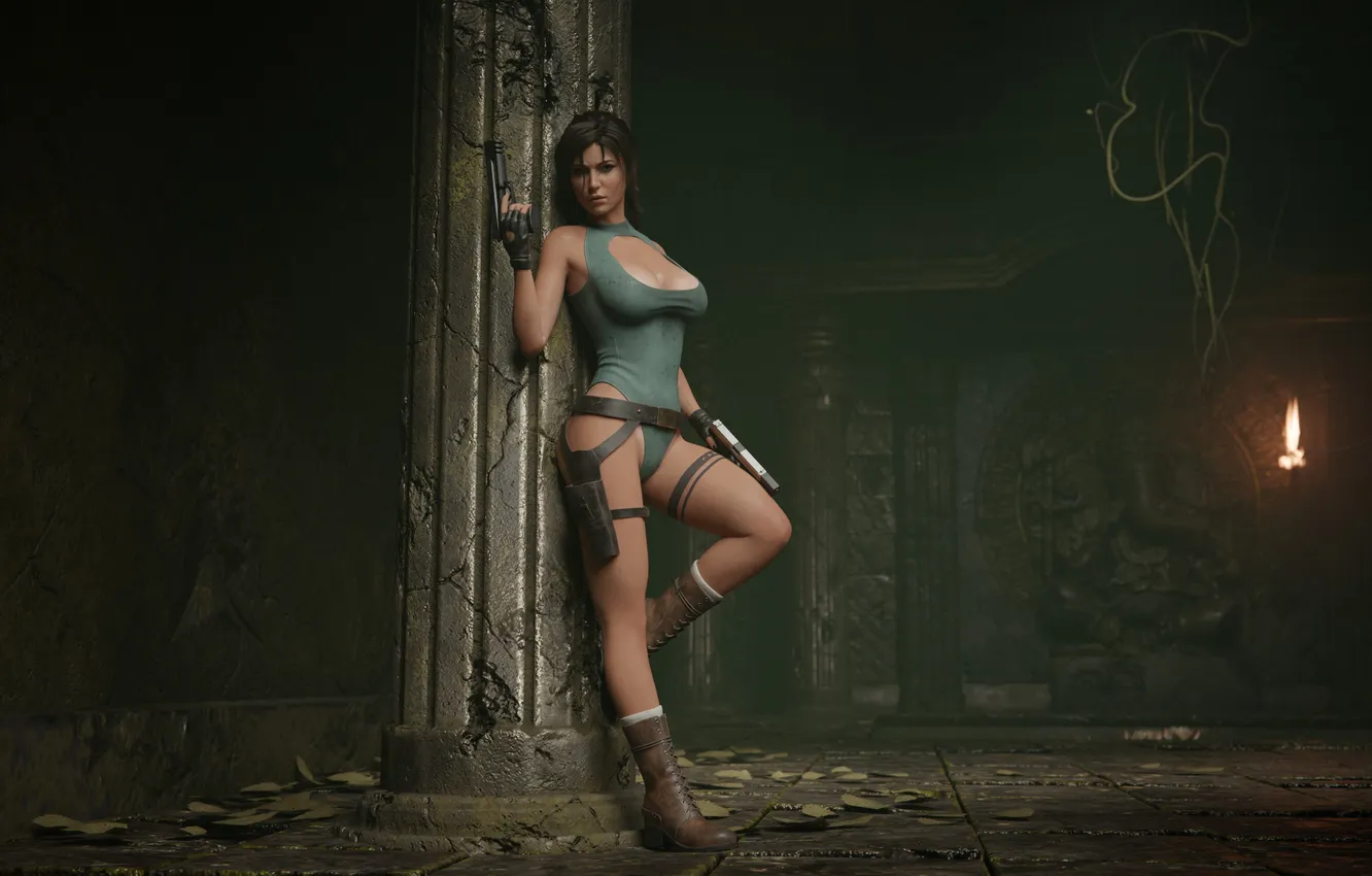 Фото обои wallpaper, Tomb Raider, Fan Art, digital art work, Lara Croft (Tomb Raider), Agent Grey, BnSte