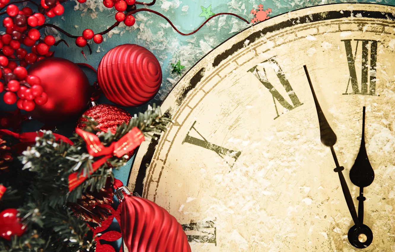 Фото обои украшения, часы, Новый Год, Рождество, Christmas, New Year, decoration, Merry
