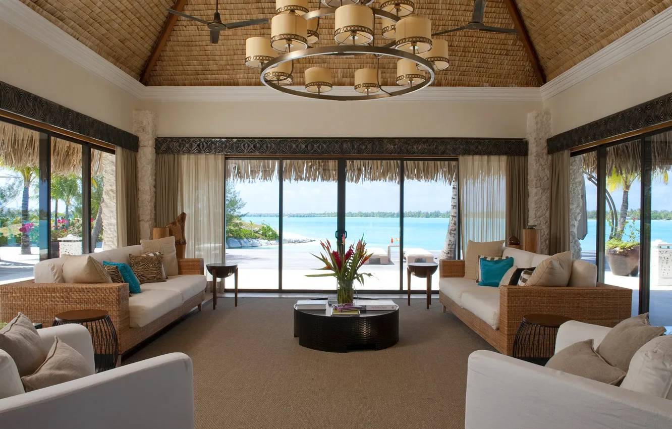 Фото обои beach, villa, Bora-Bora, resort, suite, St.Regis