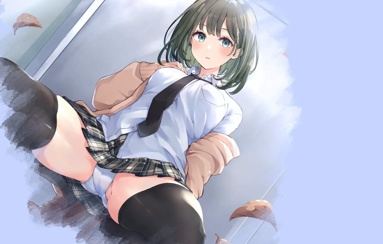 Фото обои girl, hot, sexy, pantsu, school uniform, panties, anime, pretty