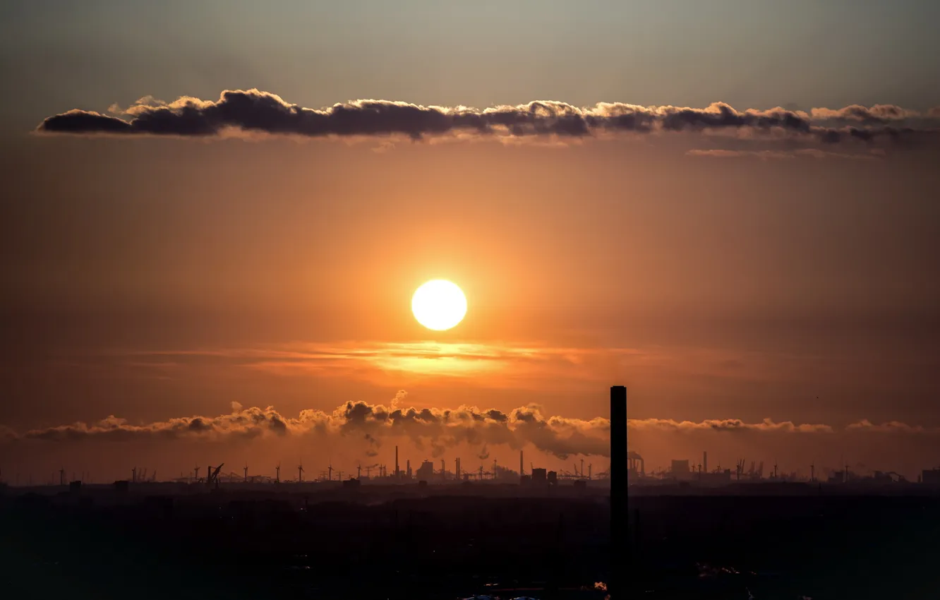 Фото обои light, sky, cloud, sundown, rotterdam, smog