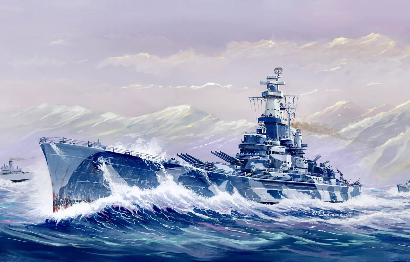 Фото обои линкор, USS Alabama, US NAVY, линейный корабль США, Michael Donegan, BB-60