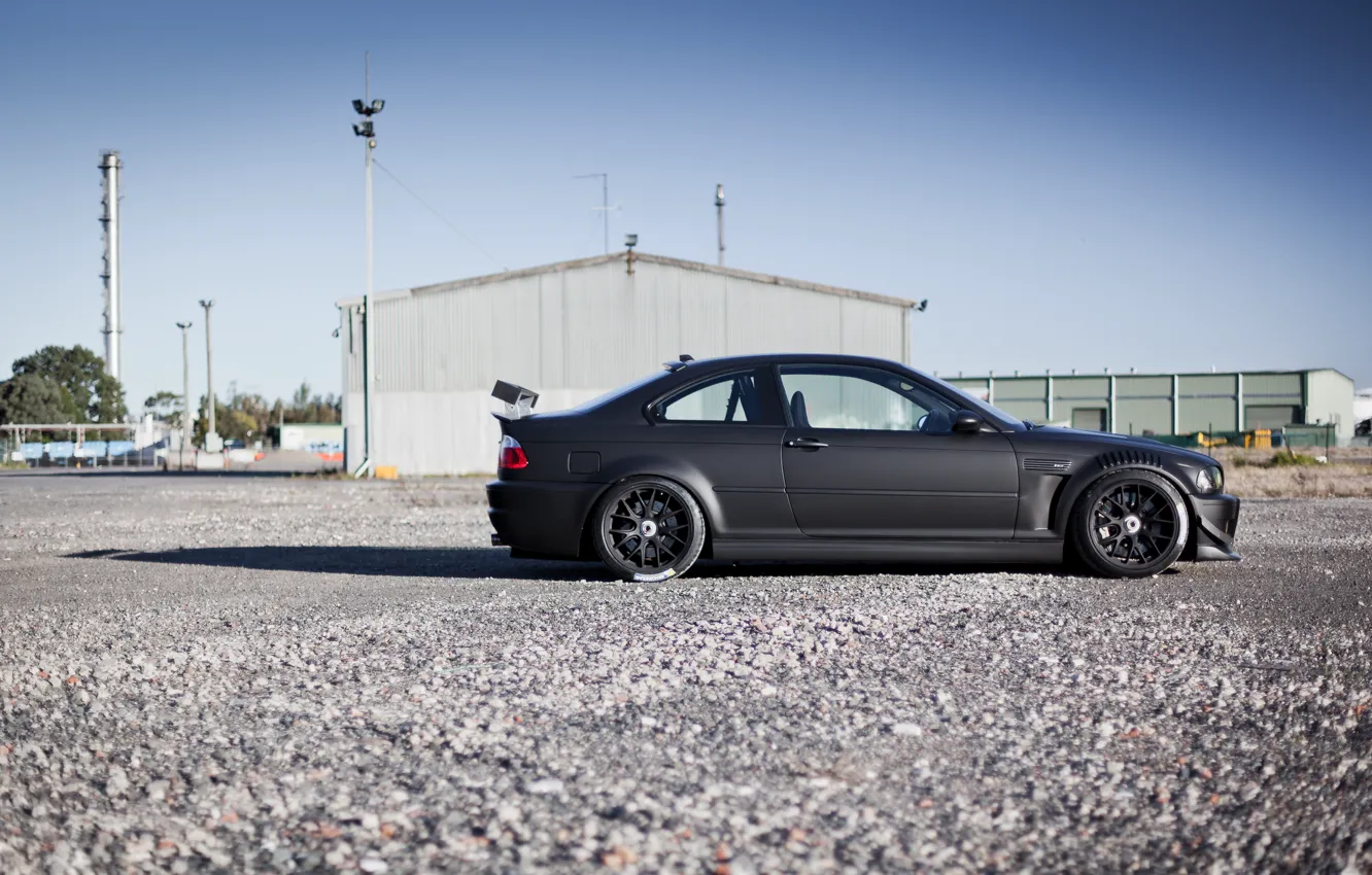 Фото обои черный, тюнинг, бмв, BMW, профиль, black, E46