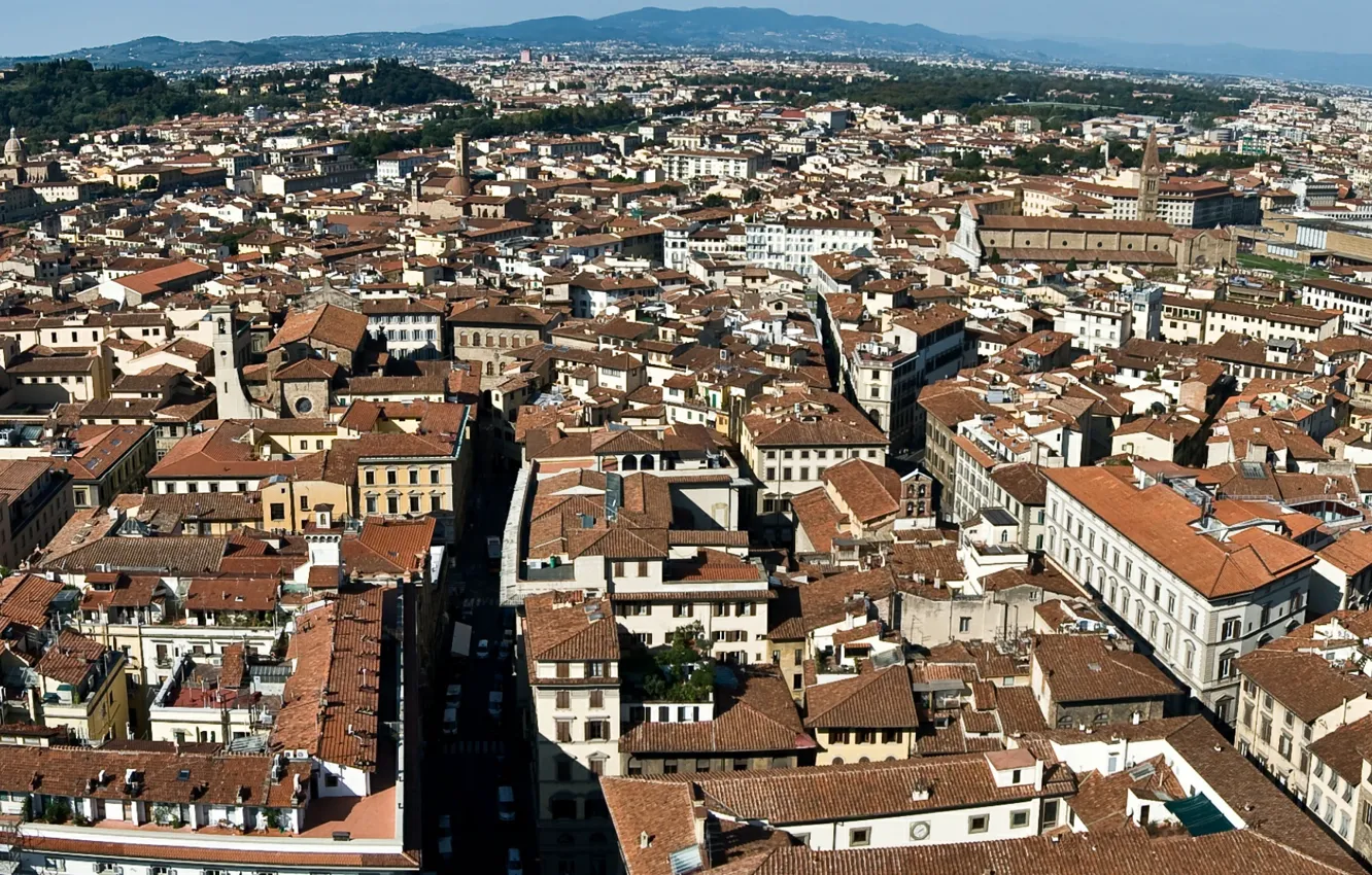 Фото обои здания, дома, крыши, Италия, панорама, Флоренция, Italy, panorama
