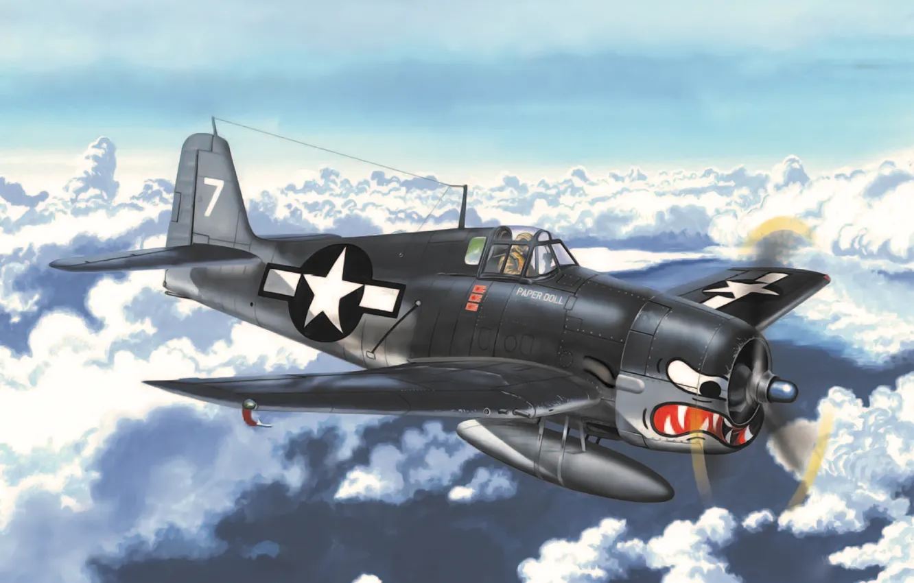 Фото обои war, art, painting, ww2, Grumman F6F Hellcat