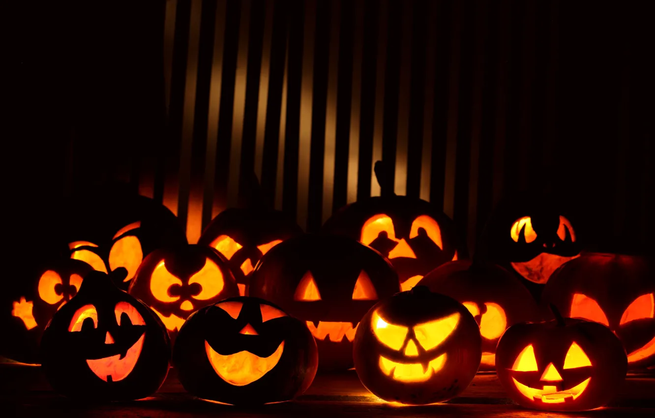 Фото обои праздник, тыквы, хэллоуин, night, halloween gang