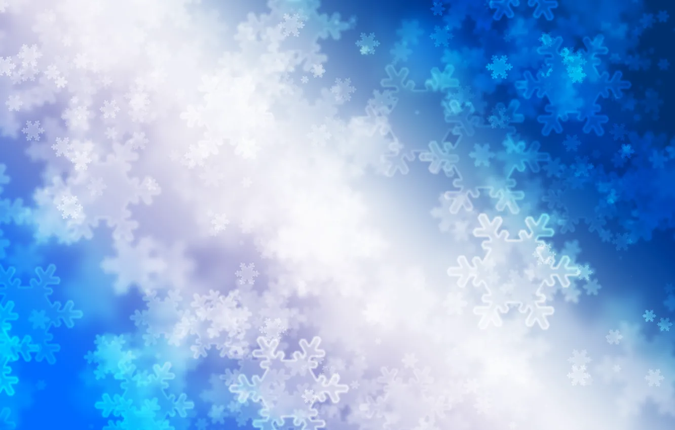Фото обои зима, снежинки, синий, сияние