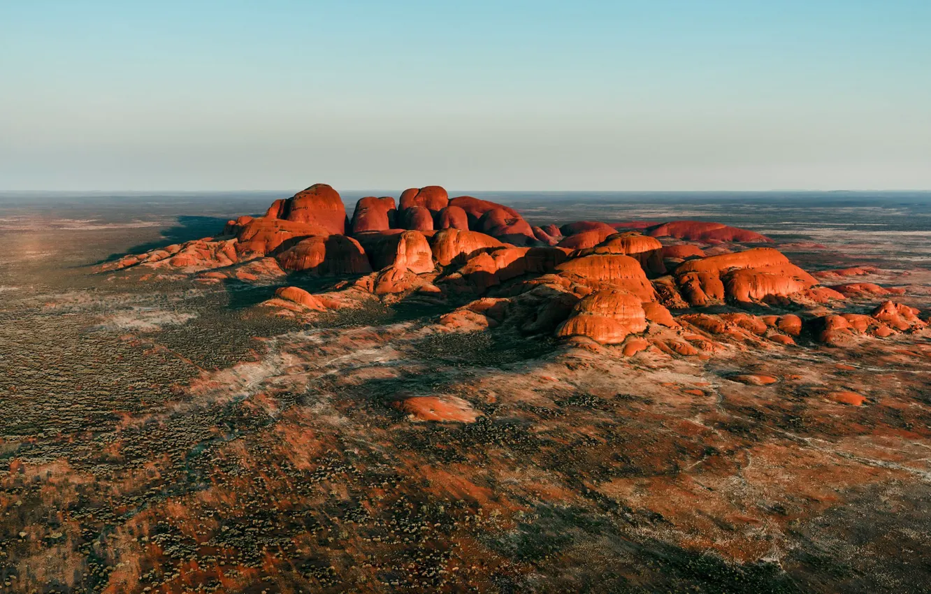 Фото обои утро, Австралия, Australia, Uluru-Kata Tjuta National Park, Kata Tjuta, гора Ольга