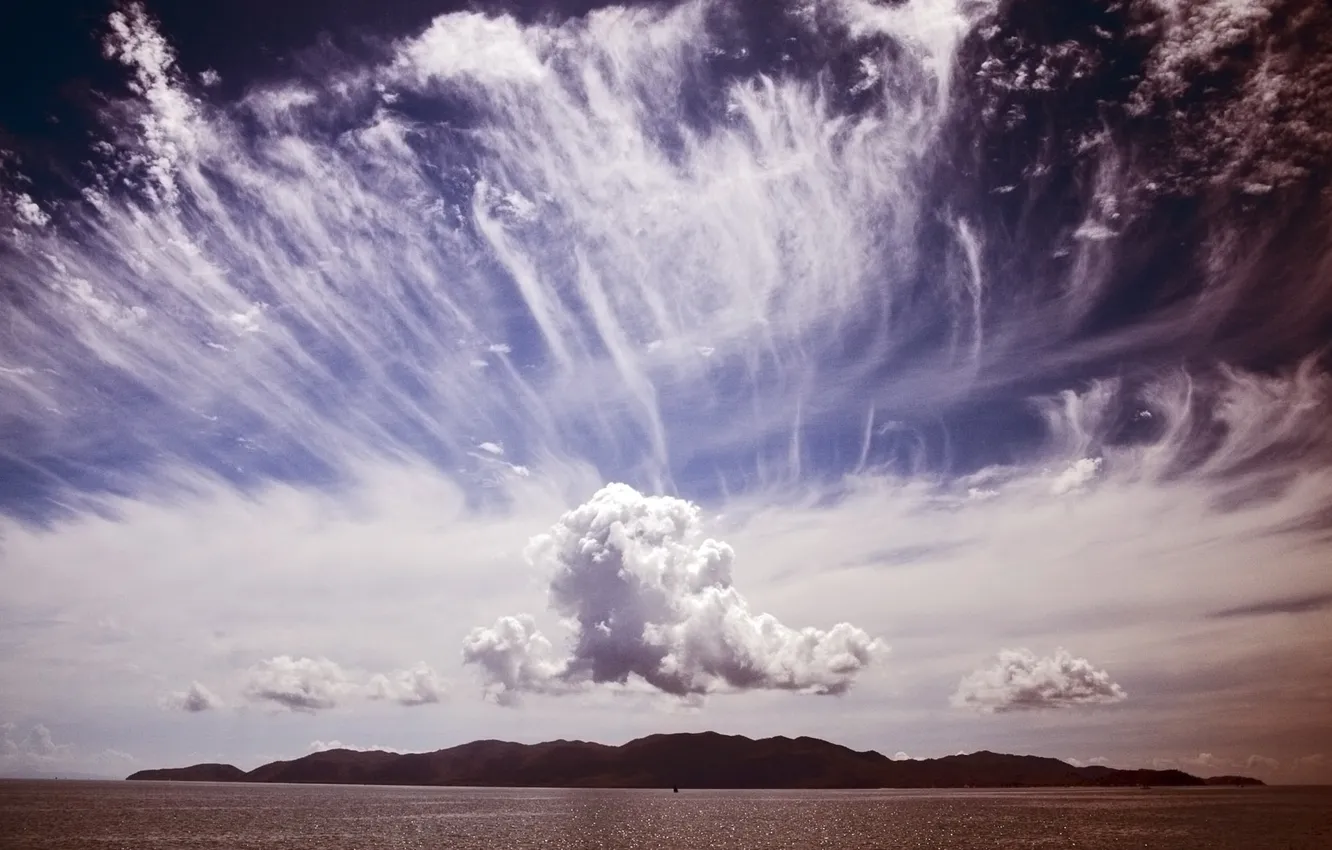 Фото обои небо, облака, горы, природа, фото, обои, горизонт, картинка