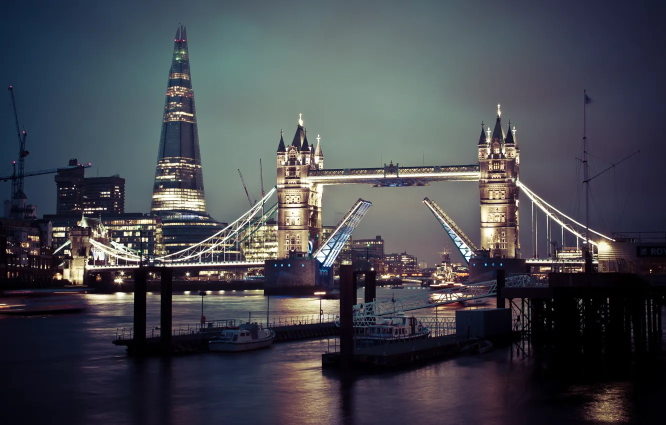 Фото обои river, Bridge, night, London, England, Themes