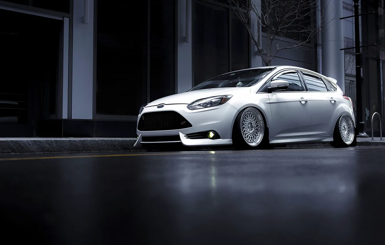 Фото обои Ford, Focus, Front, Color, White, Wheels, Avant, 2015