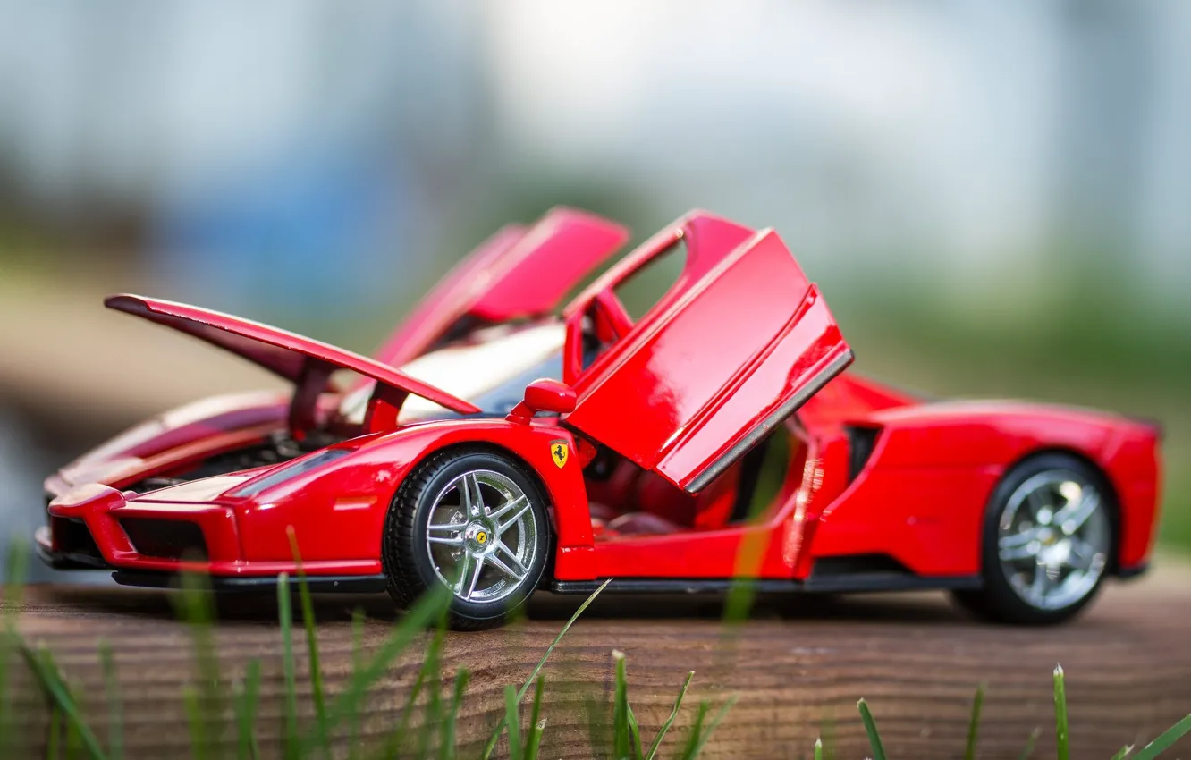 Фото обои макро, игрушка, машинка, Ferrari Enzo, моделька