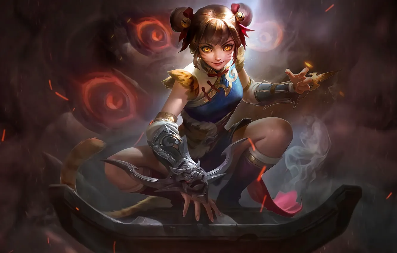 Фото обои крыша, девушка, дым, Wanwan, Mobile Legends: Bang Bang!