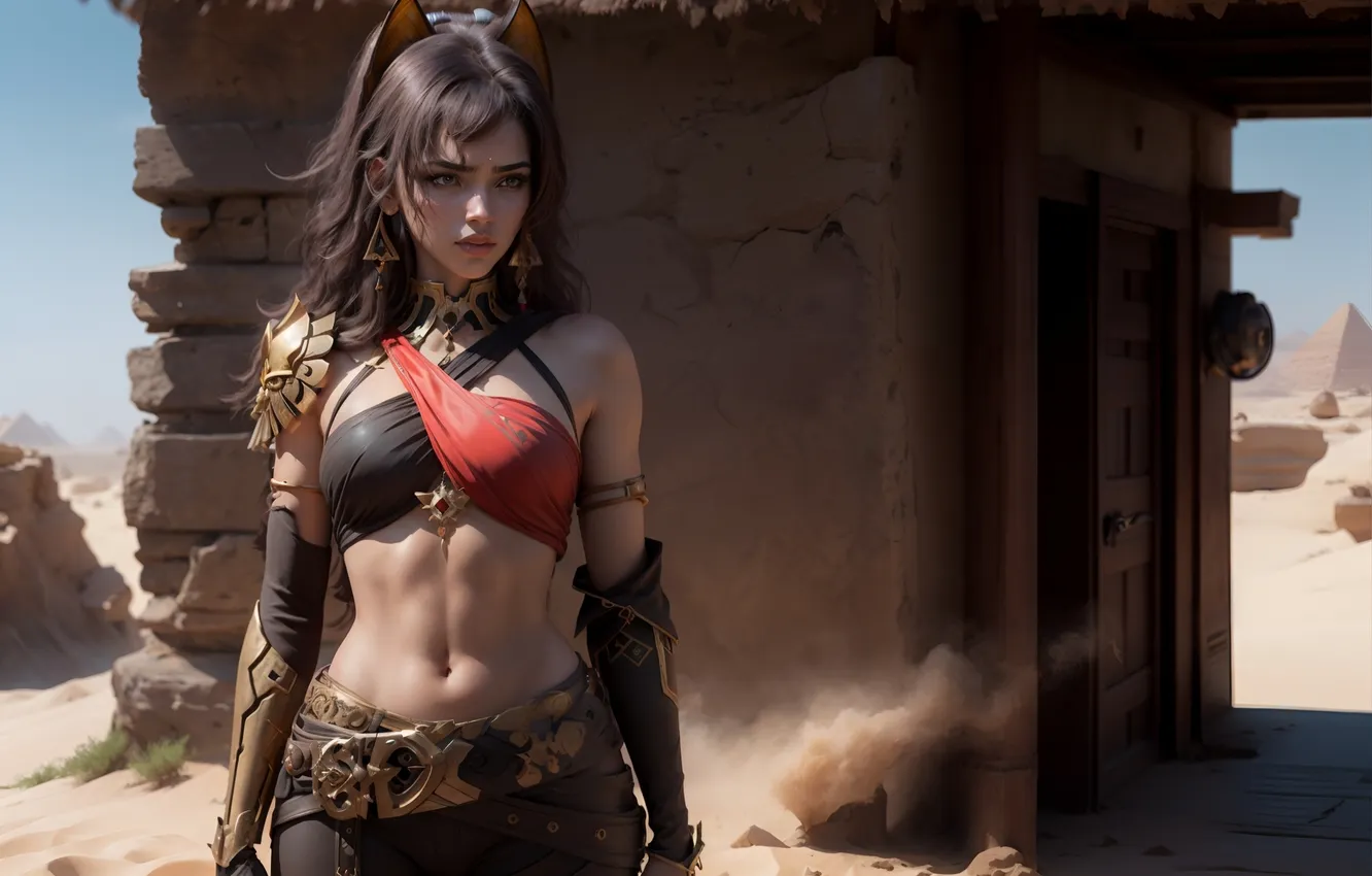 Фото обои girl, warrior, AI art