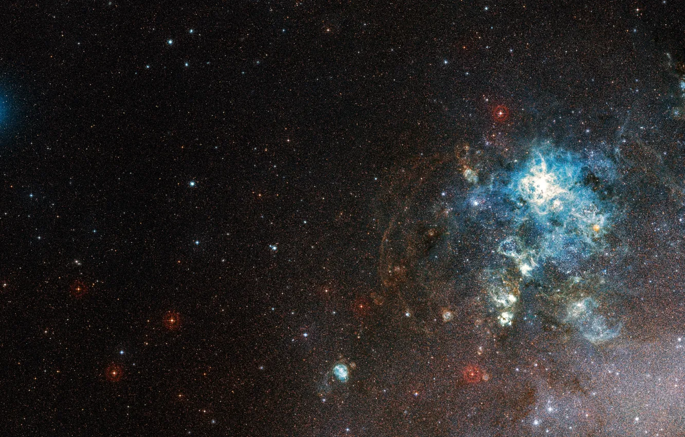 Фото обои Nebula, LMC, DSS2, MUSE, LHA 120-N 180B, Constellation Mensa
