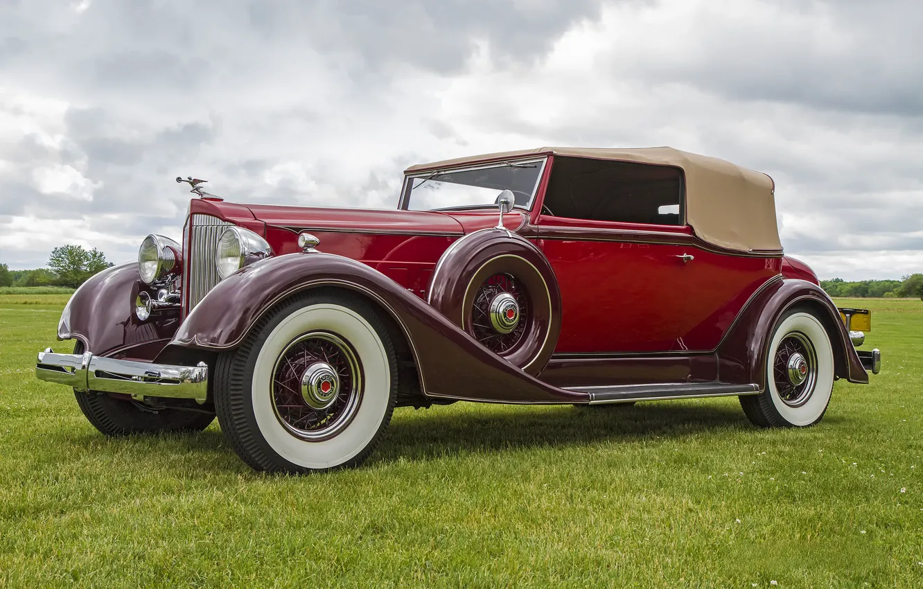 Фото обои ретро, классика, Packard, 1934 Packard 1105 Super Eight, 1934 Packard 1105 Convertible Victoria Super 8
