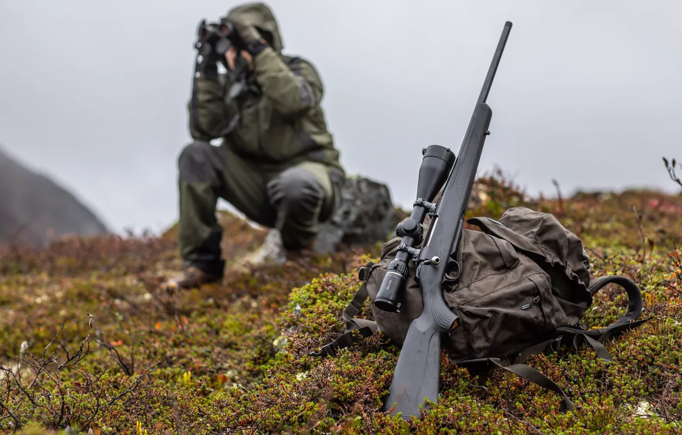 Фото обои Мужчина, Оптический прицел, Hunting, Tikka T3x, Высококачественная винтовка, Охотничья, High-quality rifle