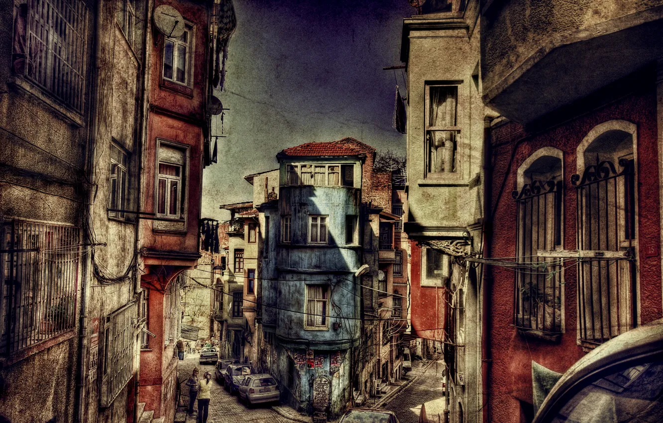 Фото обои HDR, Улица, Стамбул, Турция, Street, Istanbul, Turkey, Old building