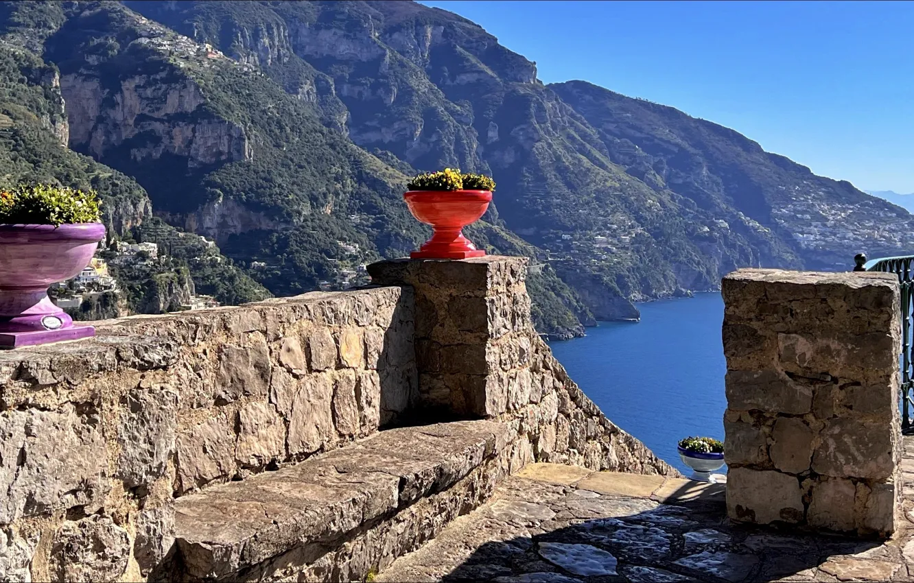 Фото обои пейзаж, вид, Италия, landscape, Italy, beautiful, терраса, terrace