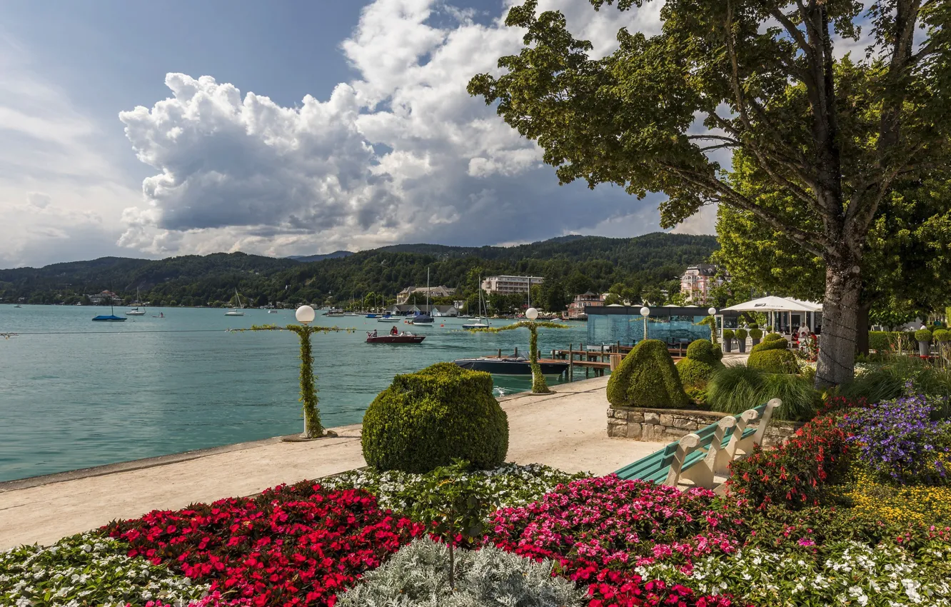 Фото обои озеро, Австрия, Wörthersee