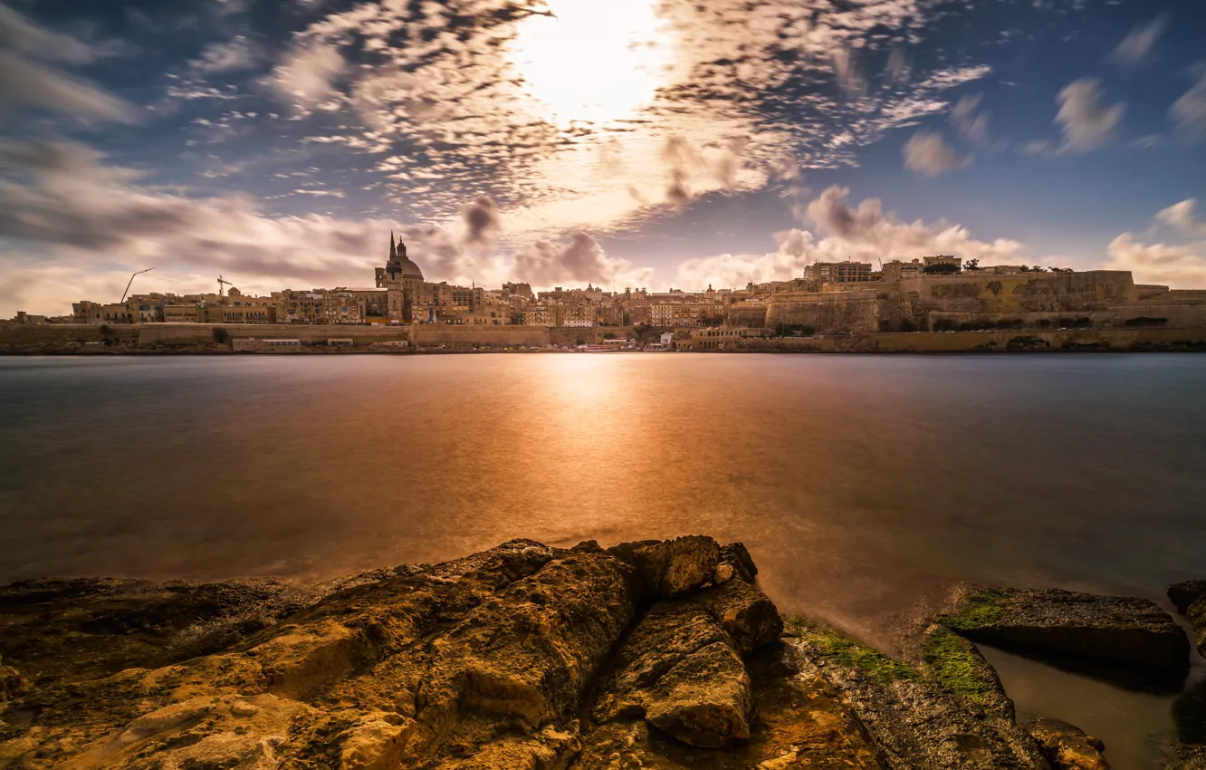 Фото обои Sunset, Malta, Valletta