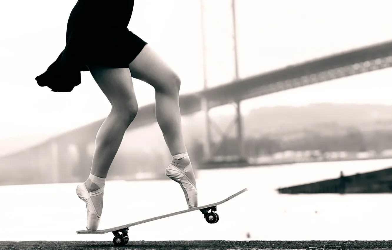 Фото обои ножки, балерина, скейт, пуанты