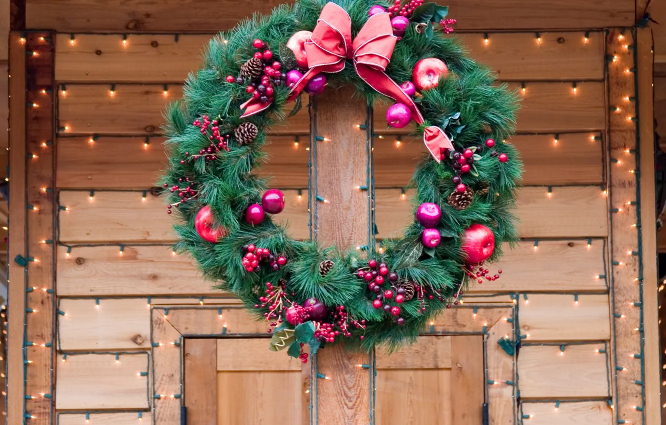 Фото обои украшения, Рождество, Новый год, new year, Christmas, венок, decoration, wreath