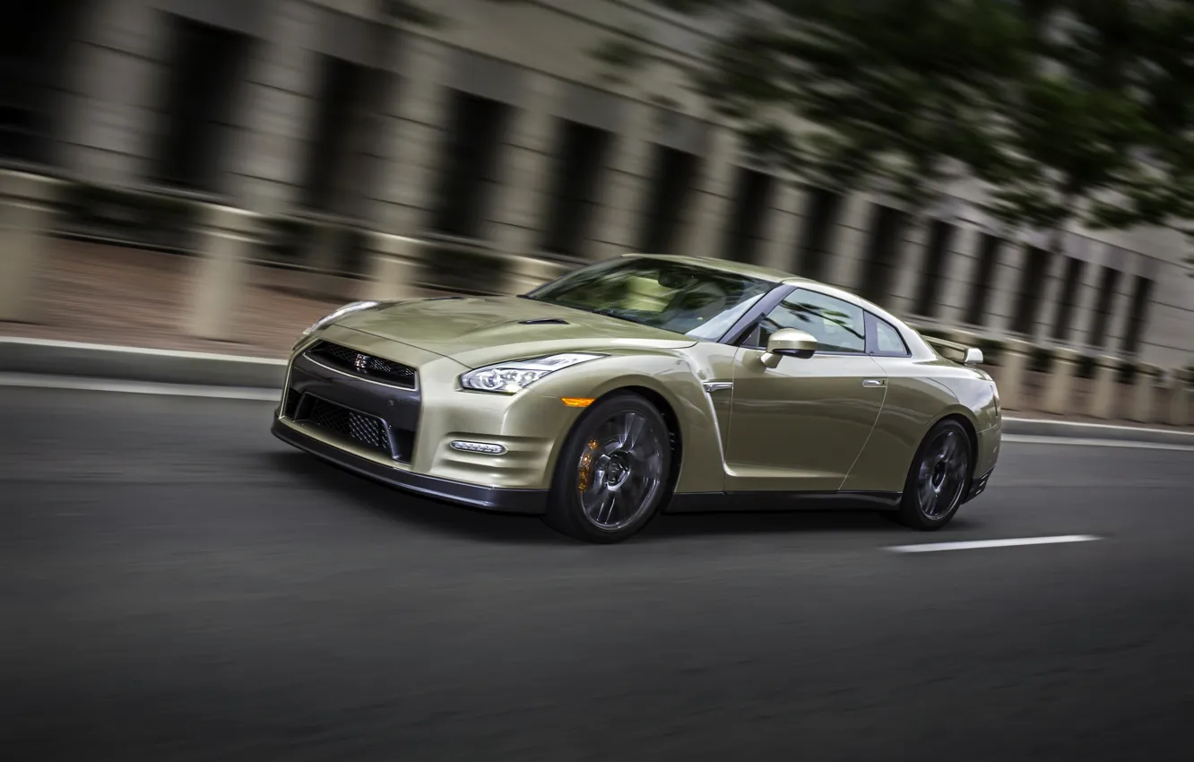 Фото обои Nissan, GT-R, road, R35, sports car, Nissan GT-R 45th Anniversary Gold Edition