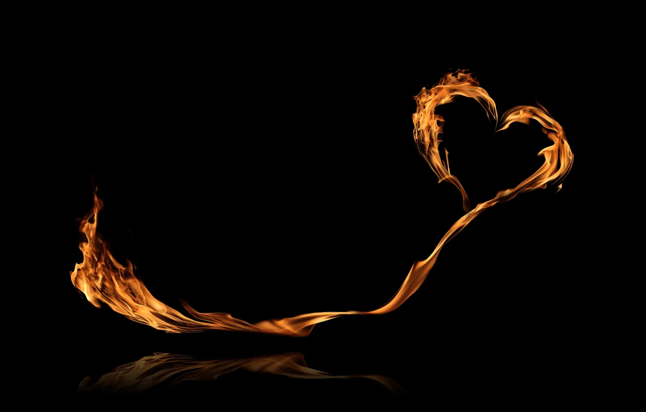 Фото обои фон, огонь, пламя, сердце, fire, heart, горящее