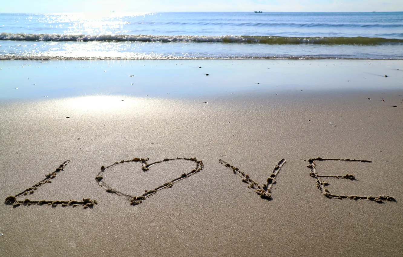 Фото обои песок, море, волны, пляж, лето, небо, любовь, summer