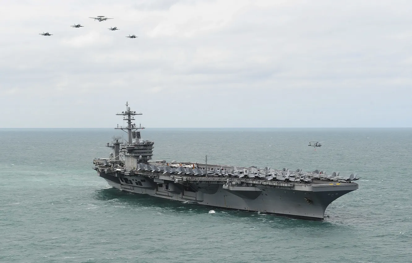 Фото обои авиация, океан, авианосец, типа, «Нимиц», USS Theodore Roosevelt, (CVN 71)