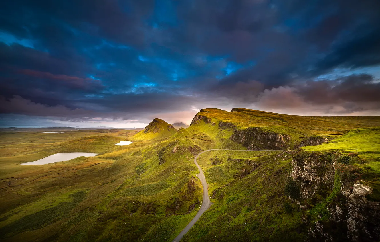 Фото обои небо, горы, холмы, Шотландия, остров Скай, архипелаг Внутренние Гебриды
