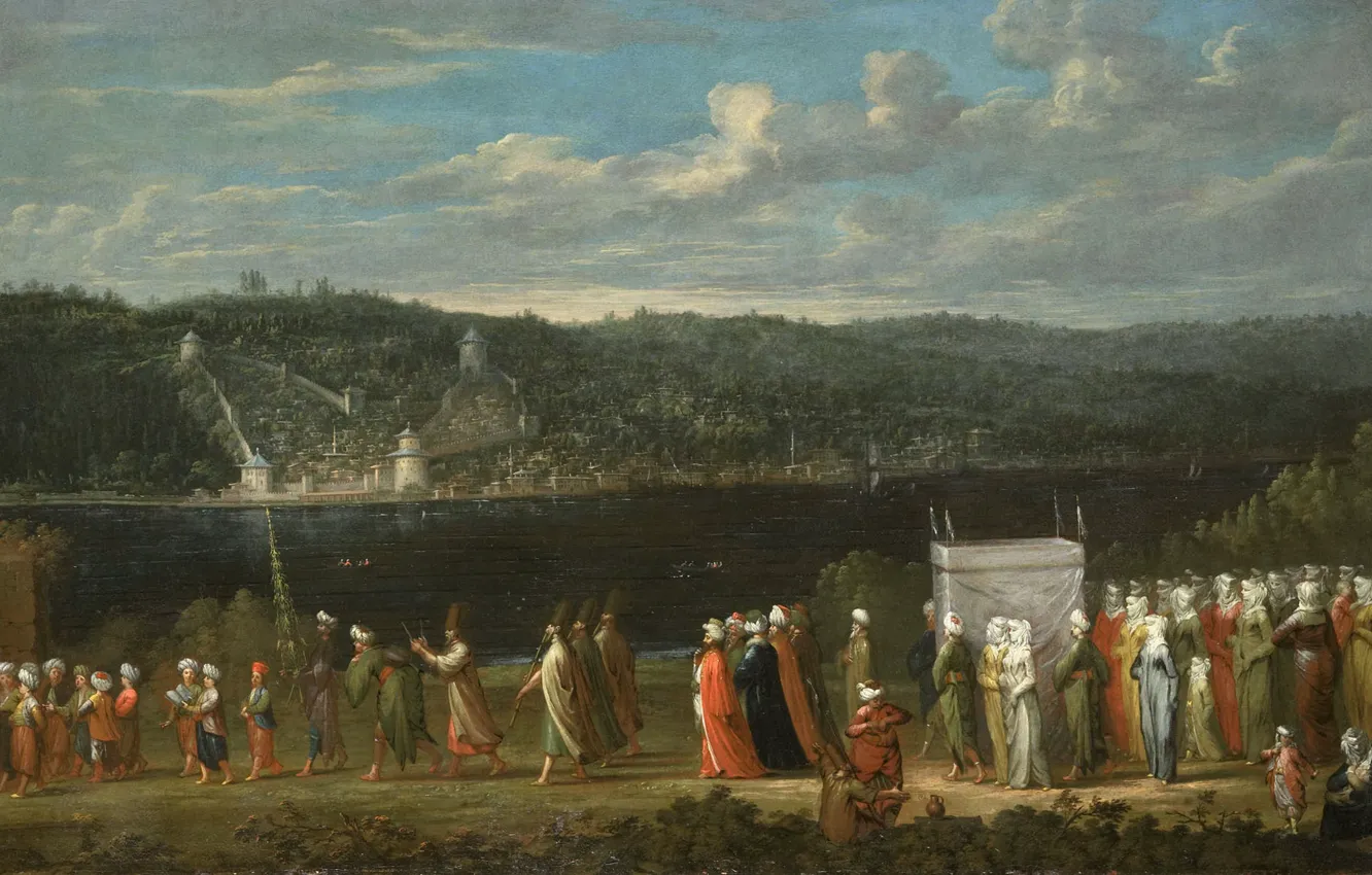 Фото обои масло, картина, холст, 1737, Жан Батист Ван Мур, Jean Baptiste Vanmour, Турецкая свадьба