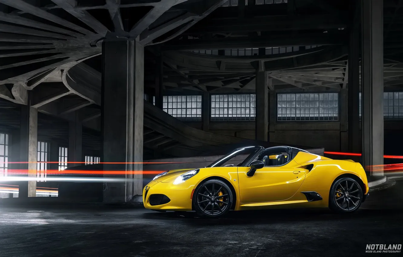 Фото обои Cars, Alfa, Romeo, Yellow, Sport, Spider, 2015