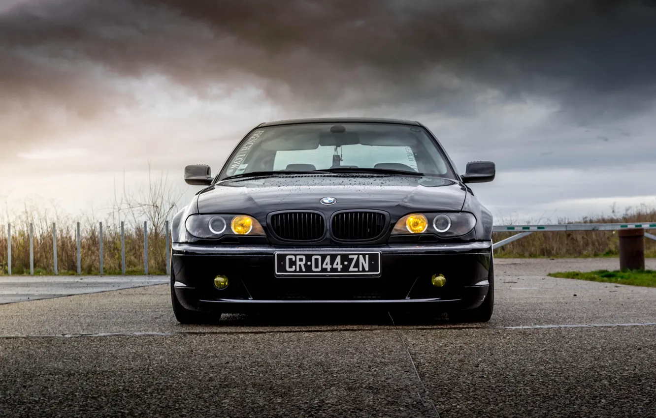 Фото обои асфальт, фары, тюнинг, bmw, E46, stance, 330