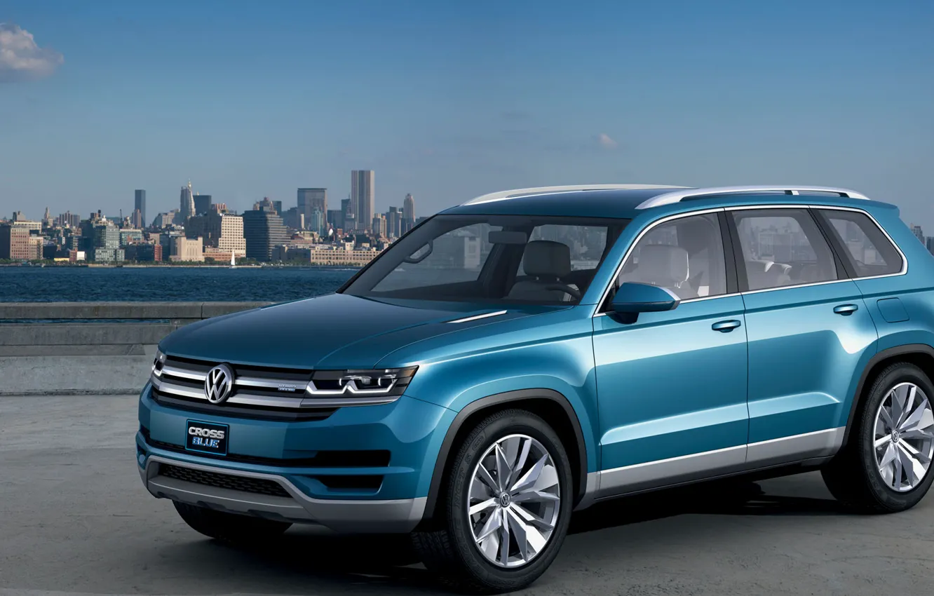 Фото обои город, concept, volkswagen, blue, cross