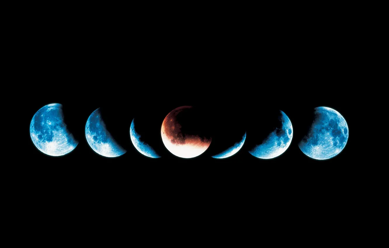 Фото обои синий, черный, затмение, парад планет
