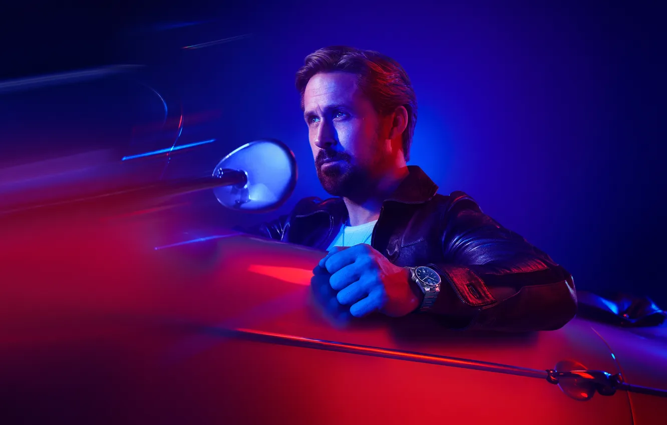 Фото обои поза, часы, актер, TAG HEUER, в машине, Ryan Gosling, Райан Гослинг, tag Heuer