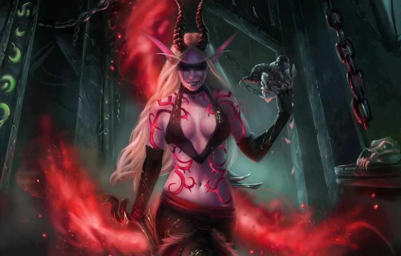 Фото обои девушка, арт, WOW, эльфийка, demon hunter, охотник на демонов, World Of Warcraft