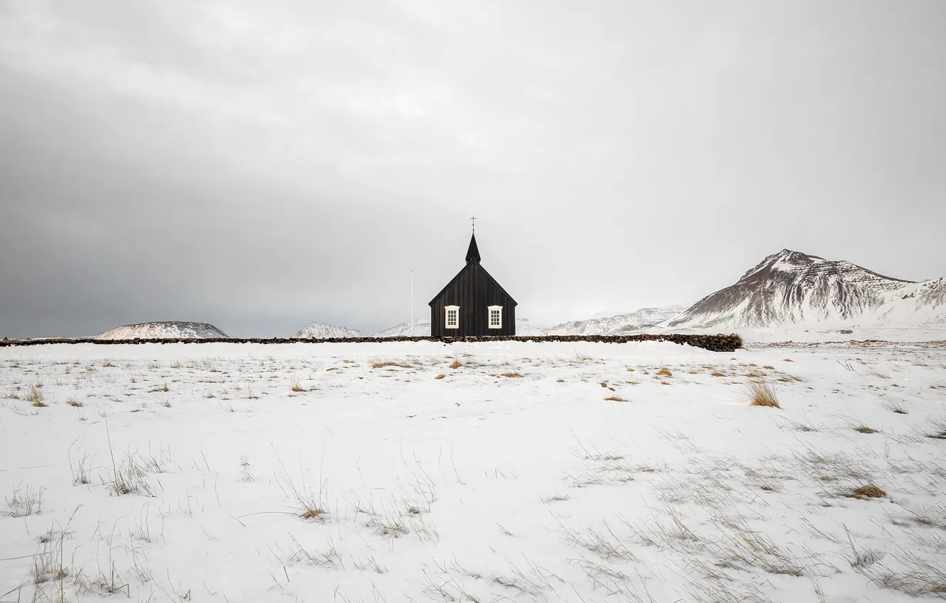 Фото обои Iceland, West, Búðir, Budir Church