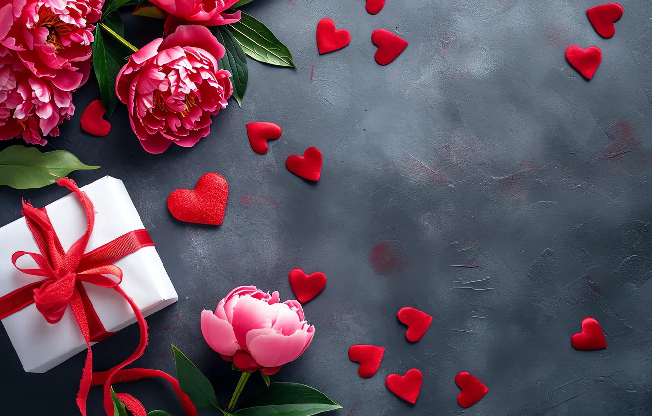 Фото обои любовь, цветы, подарок, романтика, love, happy, День святого Валентина, heart