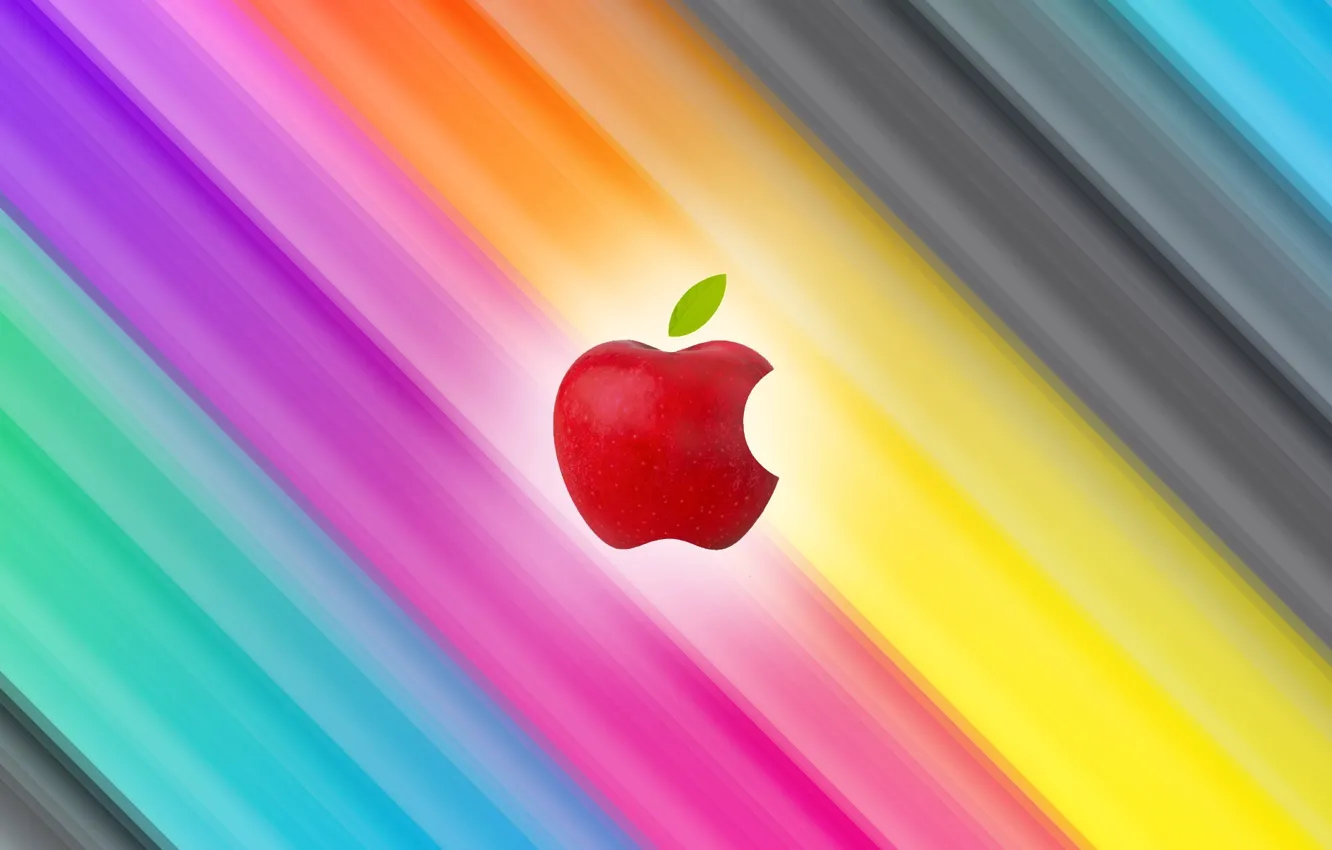 Фото обои apple, яблоко, радуга, mac