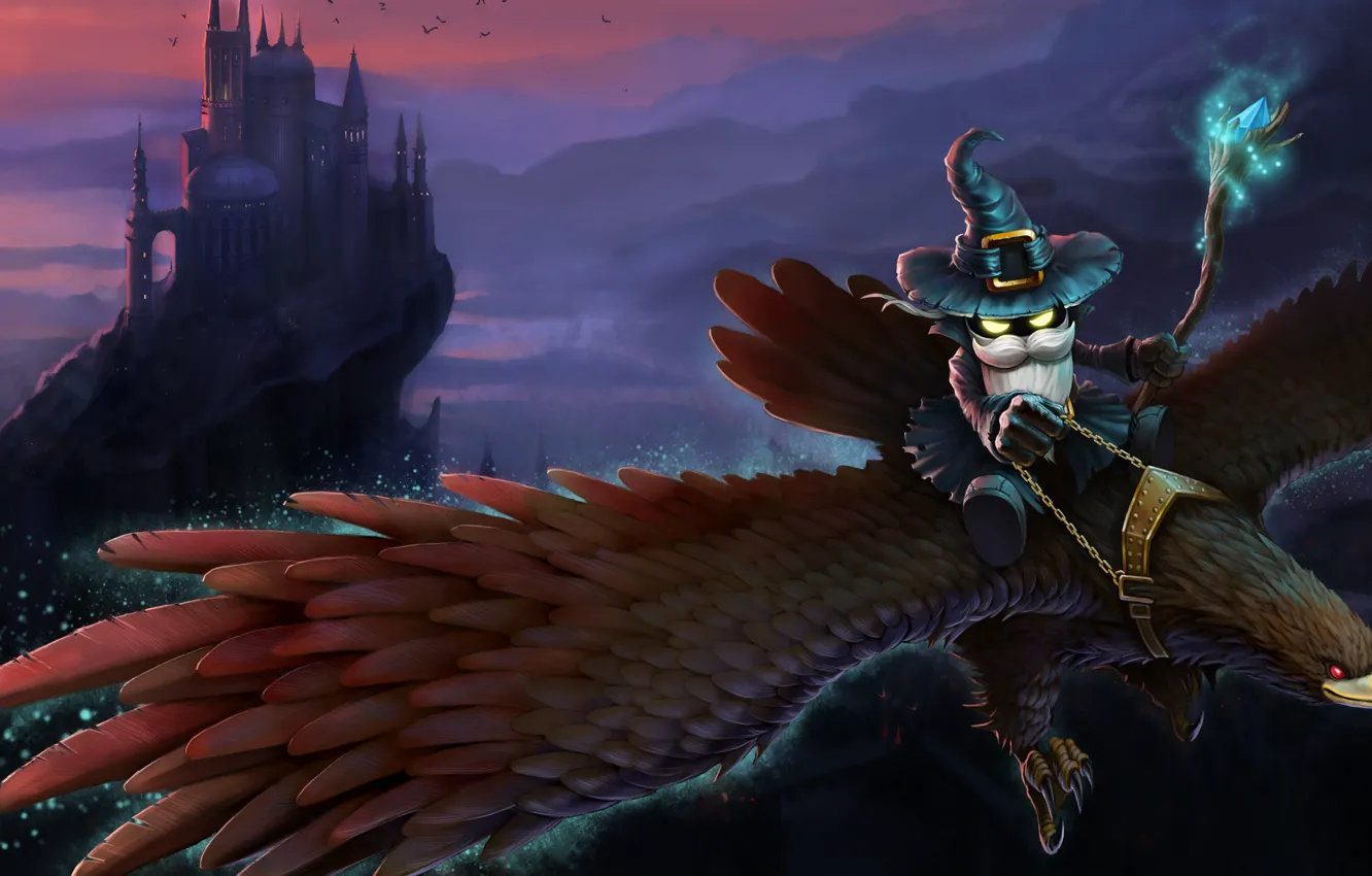 Фото обои замок, птица, фэнтези, League of Legends, Veigar, Riot Games