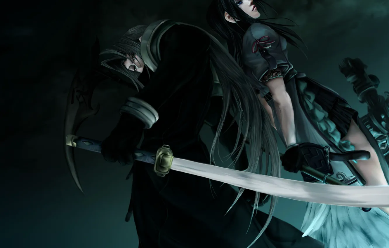 Фото обои девушка, меч, парень, Final Fantasy, Sephiroth